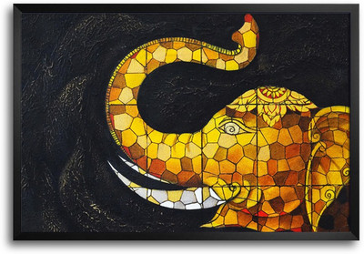 46% OFF on Elephant Block Paint Laminated Framed Paper Print