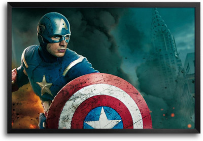 46% OFF on ShopMantra Captain America with Shield Laminated Frame Poster Paper Print