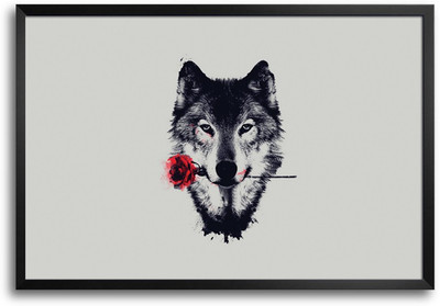 46% OFF on ShopMantra Fox With Rose Laminated Frame Poster Paper Print