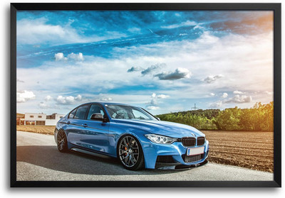 46% OFF on ShopMantra Cool Blue Car Laminated Frame Poster Paper Print
