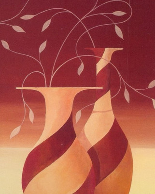 79% OFF on Painting Without Frame - Two Abstract Pot Canvas Art