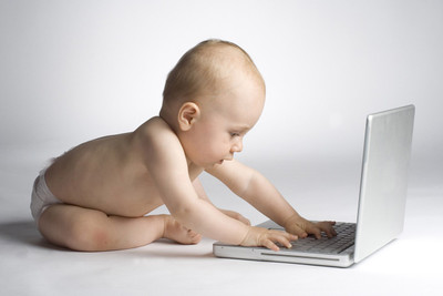 37% OFF on Baby with Laptop Poster Paper Print