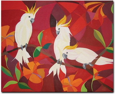 69% OFF on Stybuzz Red Parrot Painting Frameless Canvas Art