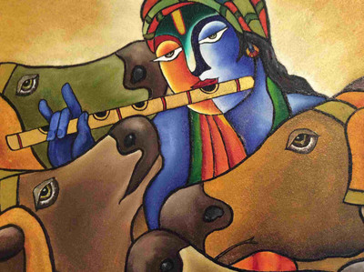 33% OFF on Painting without Frame Art Krishna-13 (34X22) Canvas Art