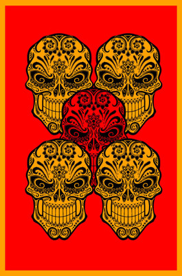 50% OFF on Abstract - Five Skull Red Background Paper Print
