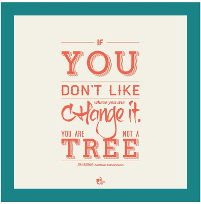 5% OFF on Thinkpot If You Don?T Like Where You Are Change It - Jim Rohn Blue Square Frame Paper Print