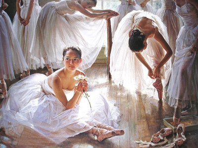 43% OFF on Elite Collection Ballet Dancers Frameless Painting Canvas Art