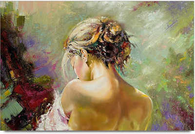 53% OFF on Woman from Back Oil Paintwork Laminated Poster Paper Print