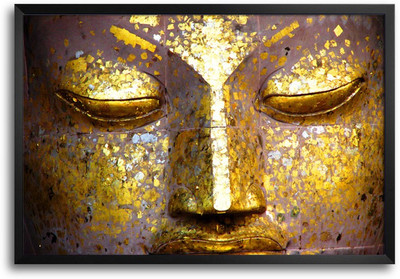 46% OFF on Buddha Statue Golden Artwork Laminated Framed Paper Print