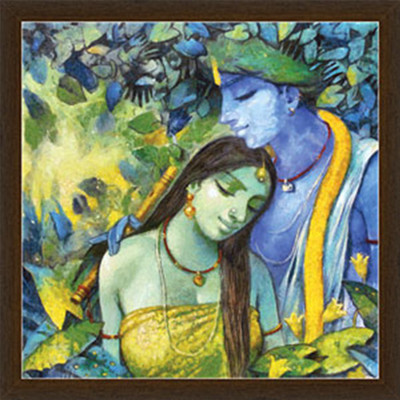 24% OFF on Wonderful Radhe Krishna Print Frame By Returnfavors Canvas Art