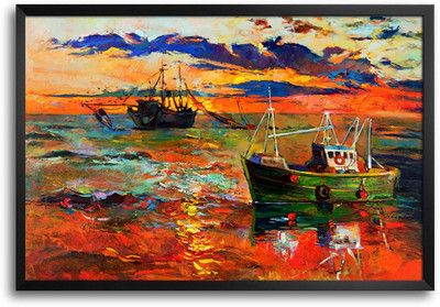 46% OFF on Sunset Ship Brush Paint Laminated Framed Paper Print 46% OFF on Sunset Ship Brush Paint Laminated Framed Paper Print