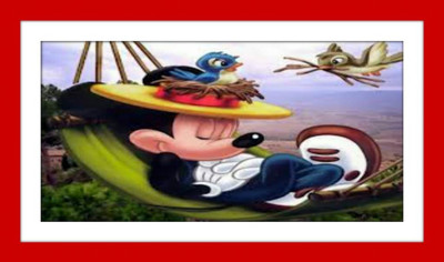 33% OFF on Micky Mouse With Bird Painting Fine Art Print