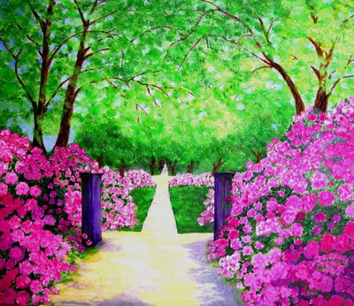 11% OFF on Wonder Images Pretty Floral Backyard with Back Framing Canvas Art