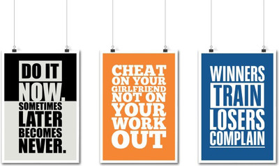 46% OFF on Set of Three Gym Fitness Motivational Quotes Poster Paper Print