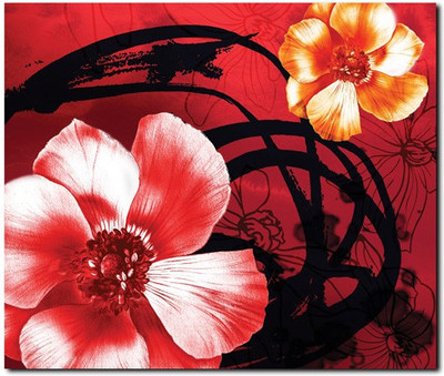 69% OFF on Stybuzz Red And White Floral Frameless Canvas Art