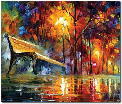 57% OFF on Stybuzz Bench In Park Painting Frameless Canvas Art