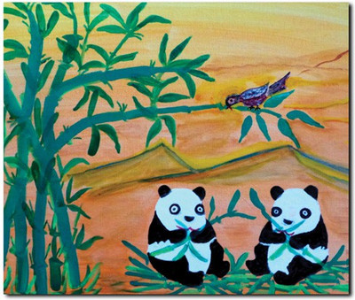 65% OFF on Stybuzz Cute Panda'S Painting Frameless Canvas Art