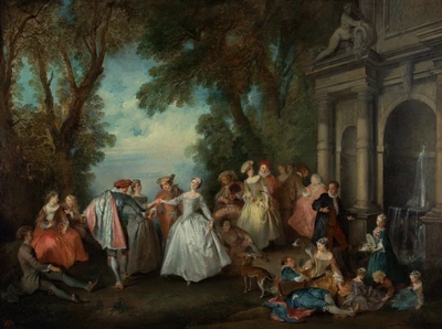12% OFF on Dance Before A Fountain By Nicolas Lancret French Fine Art Print