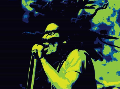 6% OFF on Bob Marley Green on Stage Paper Print