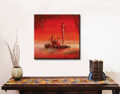55% OFF on Figures In Red Art Print Canvas Art