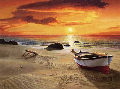 55% OFF on Spiaggia al tramonto Fine Art Print