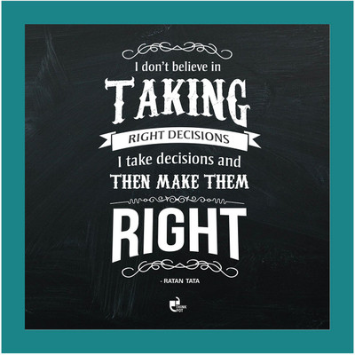 5% OFF on Thinkpot I Take Decisions And Then Make Them Right - Ratan Tata Blue Square Frame Paper Print