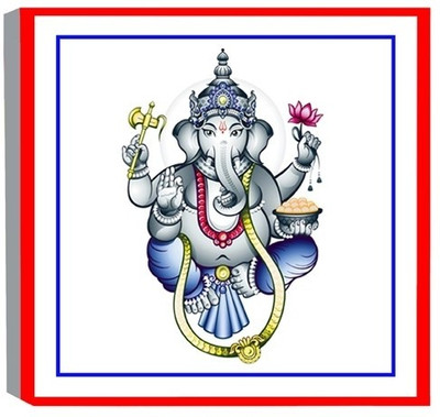 60% OFF on Canvas Art Gallery - 81-B Ganesha Lakering Print with Wooden Stretcher Fine Art Print