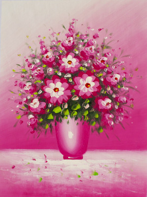 44% OFF on Handmade Oil Painting On Canvas - Pink Blossom Canvas Art