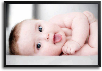 46% OFF on Baby with toungue out Laminated Framed Paper Print