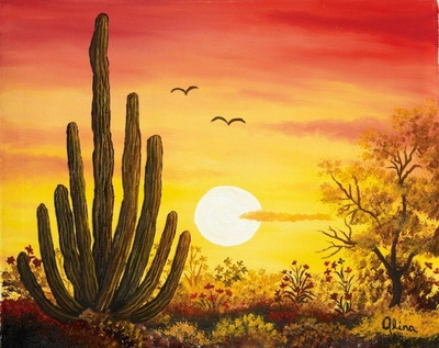 20% OFF on Cactus at Sunset Canvas Art