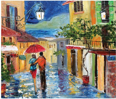 69% OFF on Stybuzz Couple Painting Art Multicolot Frameless Canvas Art