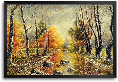 46% OFF on Landscape Nature Winter Painting Laminated Framed Paper Print