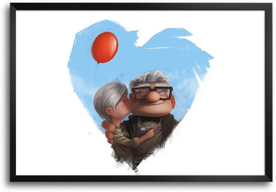 46% OFF on ShopMantra Up Cute Couple Laminated Frame Poster Paper Print