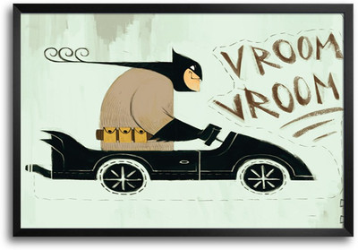46% OFF on Batmobil Carricature Vector Design Laminated Framed Paper Print