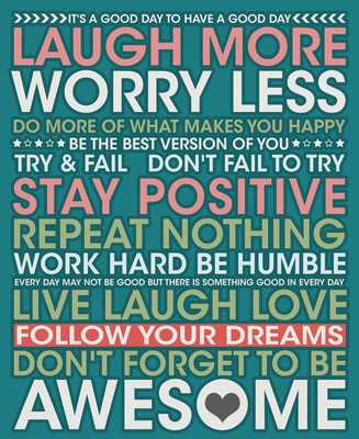 37% OFF on Be Awesome Laugh More Worry Less Paper Print