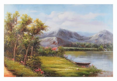1% OFF on Landscape Painting Of A River Side Canvas Art