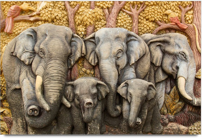 75% OFF on Amy Elephnats Painting with Their Different Faces 3D Poster