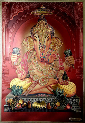 70% OFF on Ganesh ji Golden Poster FCS Fine Art Print