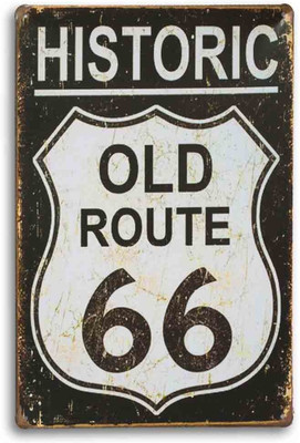 80% OFF on Vinatge Route 66 Metal Plate Fine Art Print