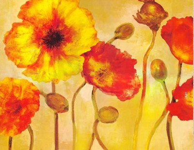 77% OFF on Painting Without Frame - Yellow Abstract Flower Canvas Art