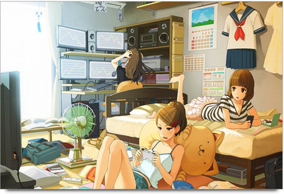 34% OFF on Amy Animated Three Lazy Girls Paper Print