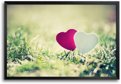 46% OFF on Pink & White Heart Grass Field Laminated Framed Paper Print