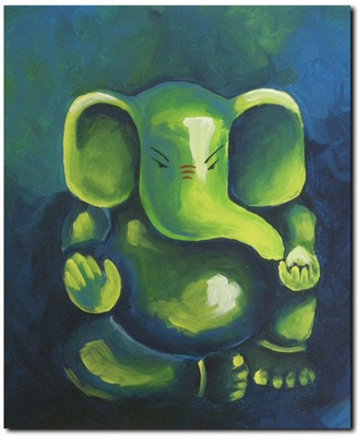 69% OFF on Stybuzz Green Ganesha Frameless Canvas Art