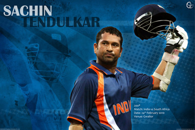 20% OFF on Sachin Tendulkar - 200 Runs in an ODI Paper Print