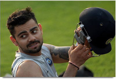 50% OFF on Virat kohali with helmet Paper Print