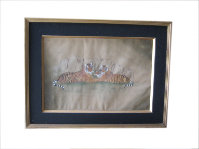 31% OFF on ICB 2 tigers painting on paper Paper Print