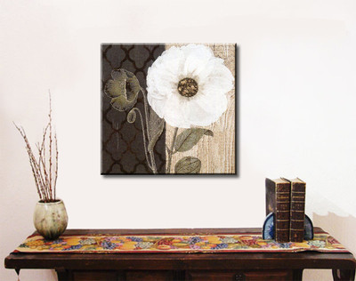 55% OFF on White Flower Art Print Canvas Art