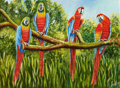 20% OFF on Parrots Together Canvas Art