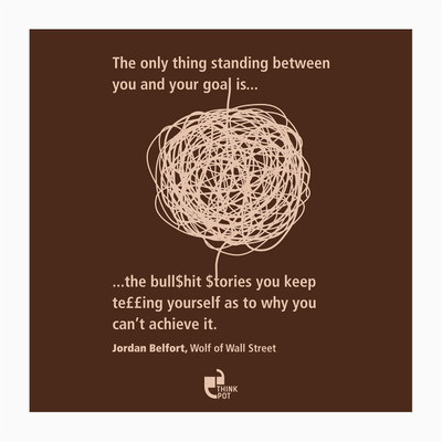 5% OFF on Thinkpot Only Thing Standing Between You And Your Goal -Jordon Belford White Square Frame Paper Print