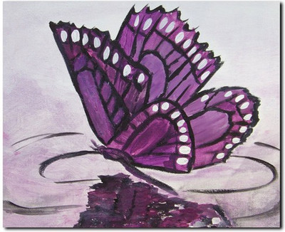 69% OFF on Stybuzz Purple Butterfly On Water Frameless Canvas Art